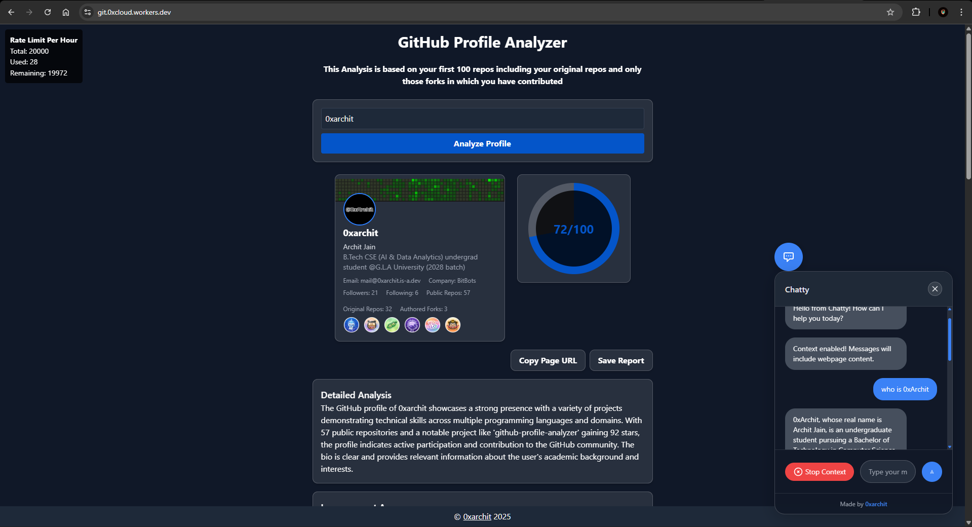 Demo 1 — GitHub Profile Analyzer