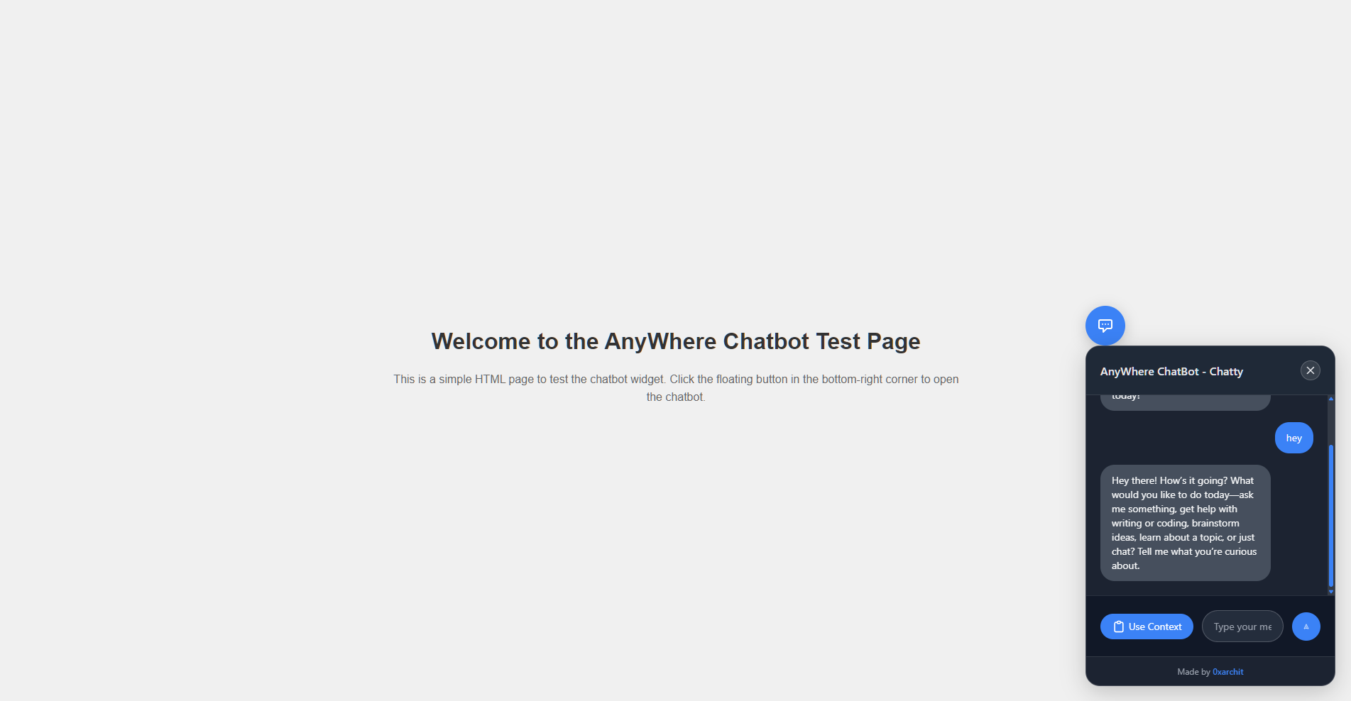 Testing — Local Test Page